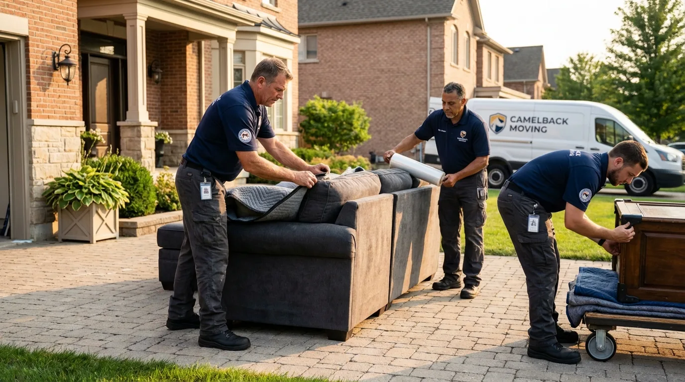 Large estate moving crew wrapping furniture in Sunnyside, NY